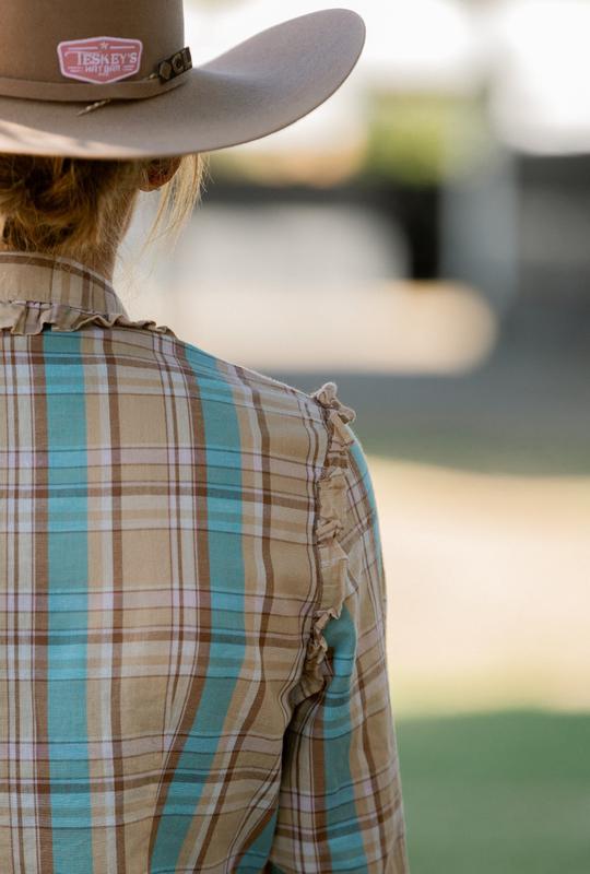 Sara Shirt - Blue & Brown Check