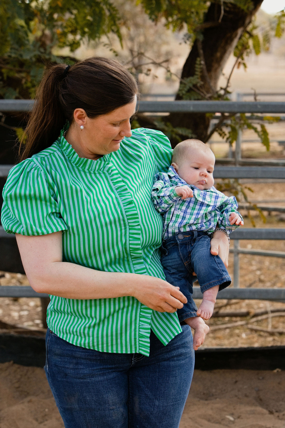 Laura Shirt - Green Stripe