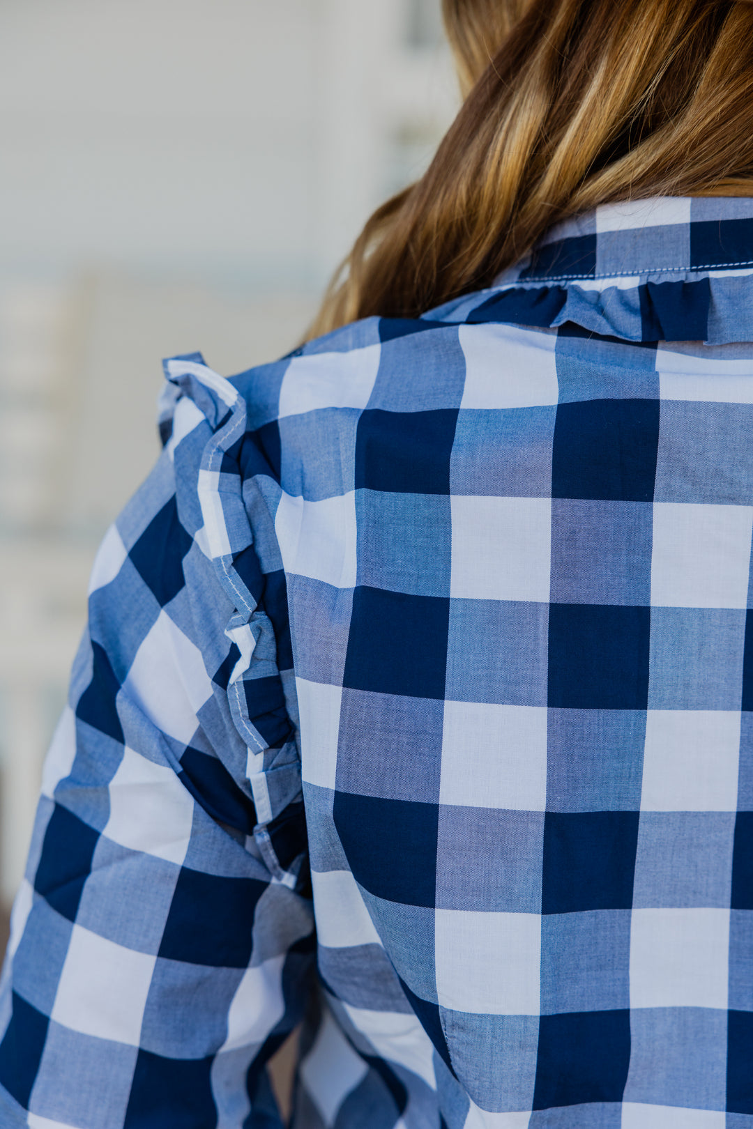 Sara Shirt - Navy Check | Versatile & Durable for All-Day Wear
