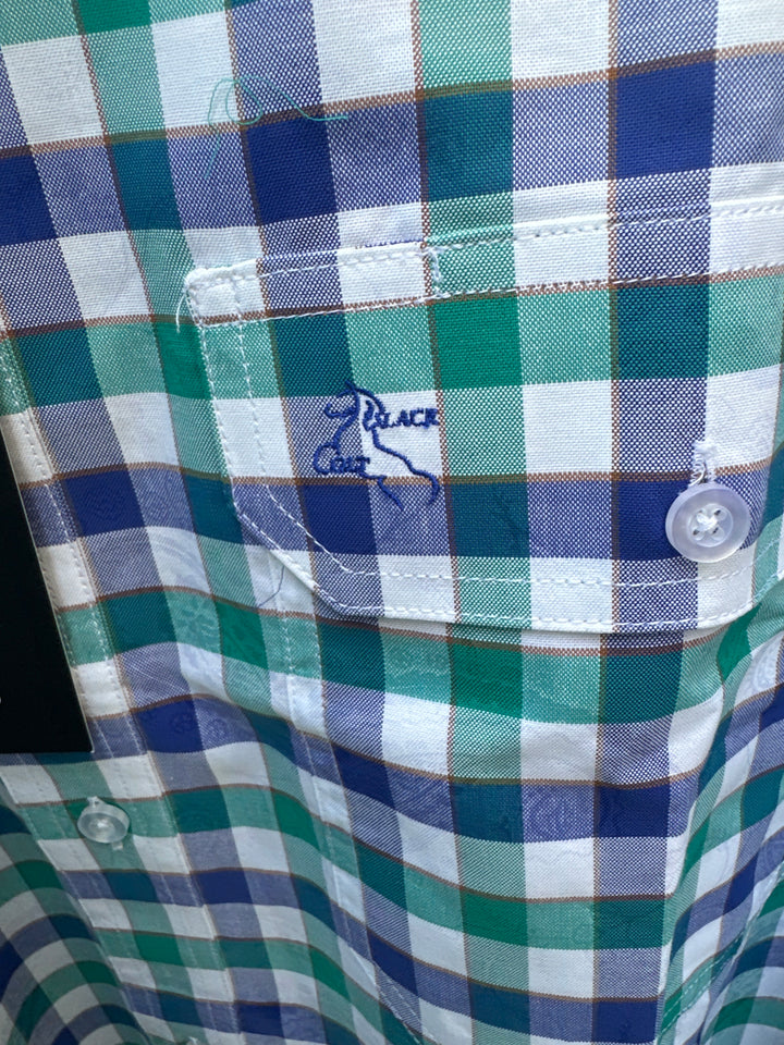 Mens Long Sleeve | FULL button | Blue Check