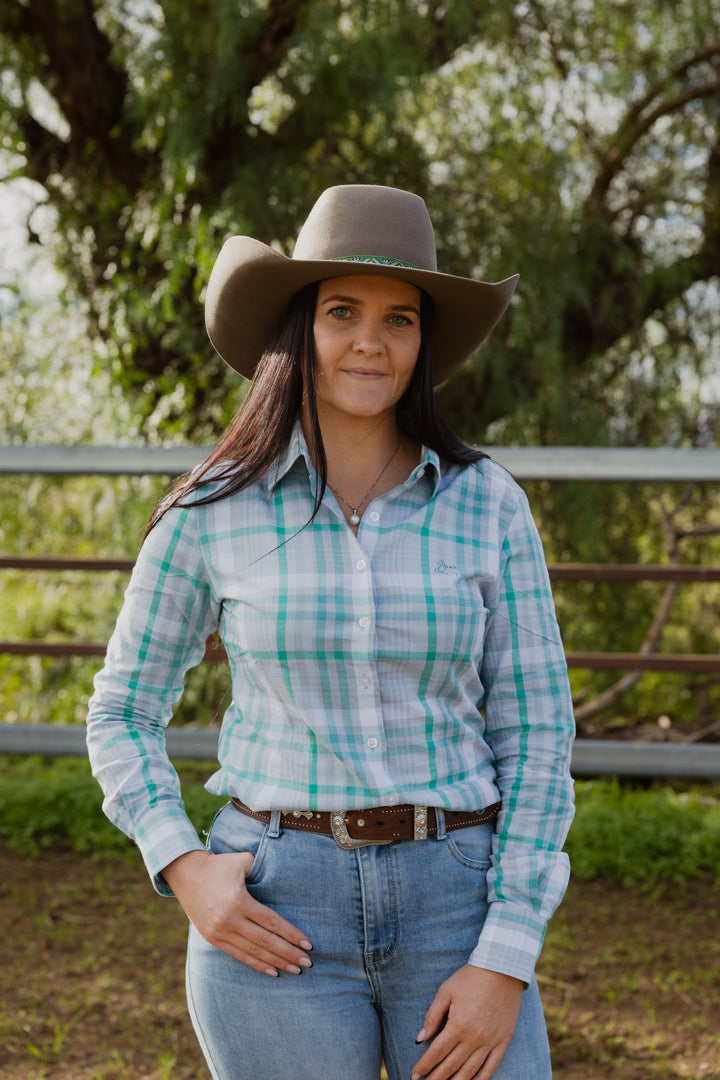 Jane Shirt - Green & Grey Check