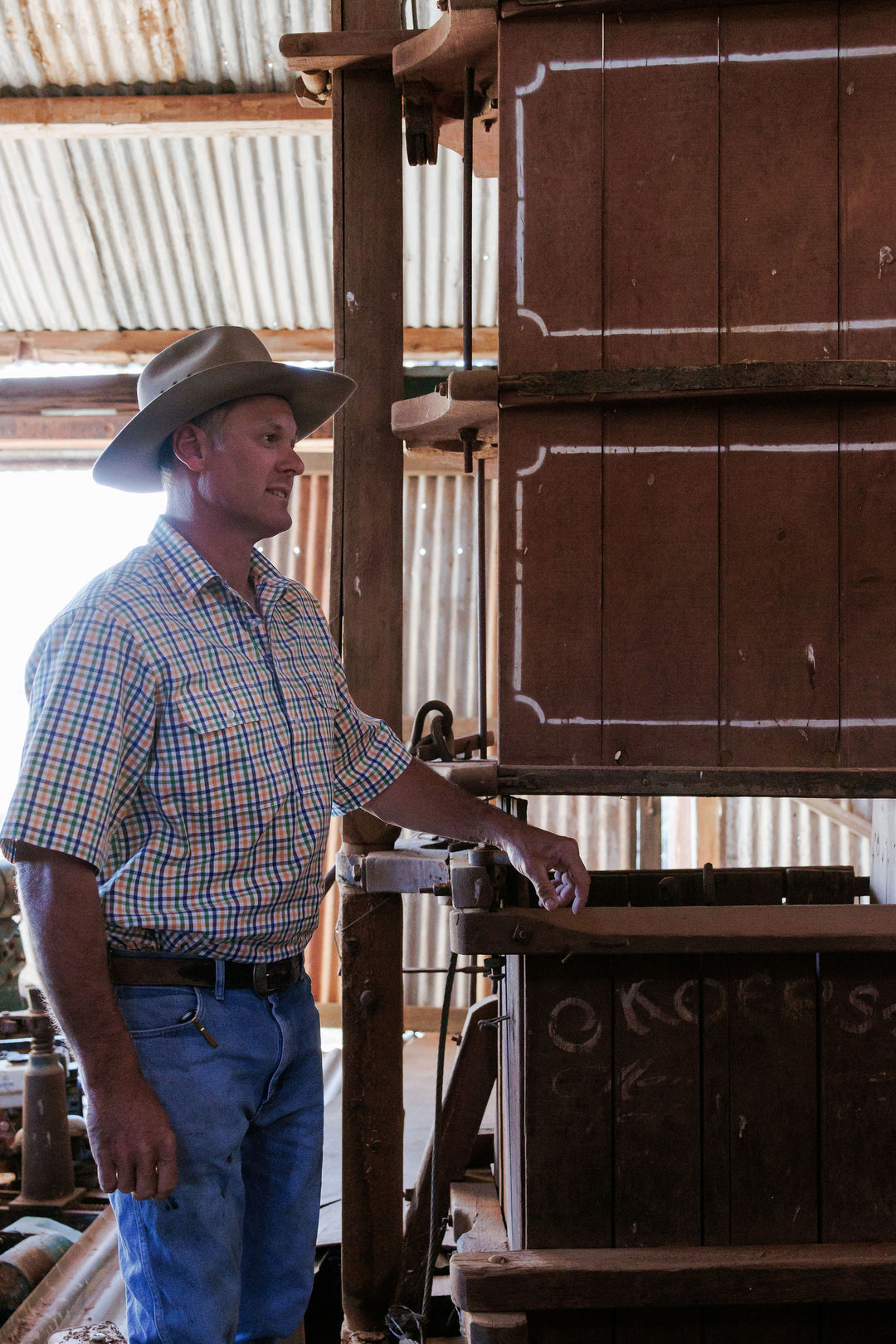 Mens Short Sleeve - Orange, Green & Blue Check