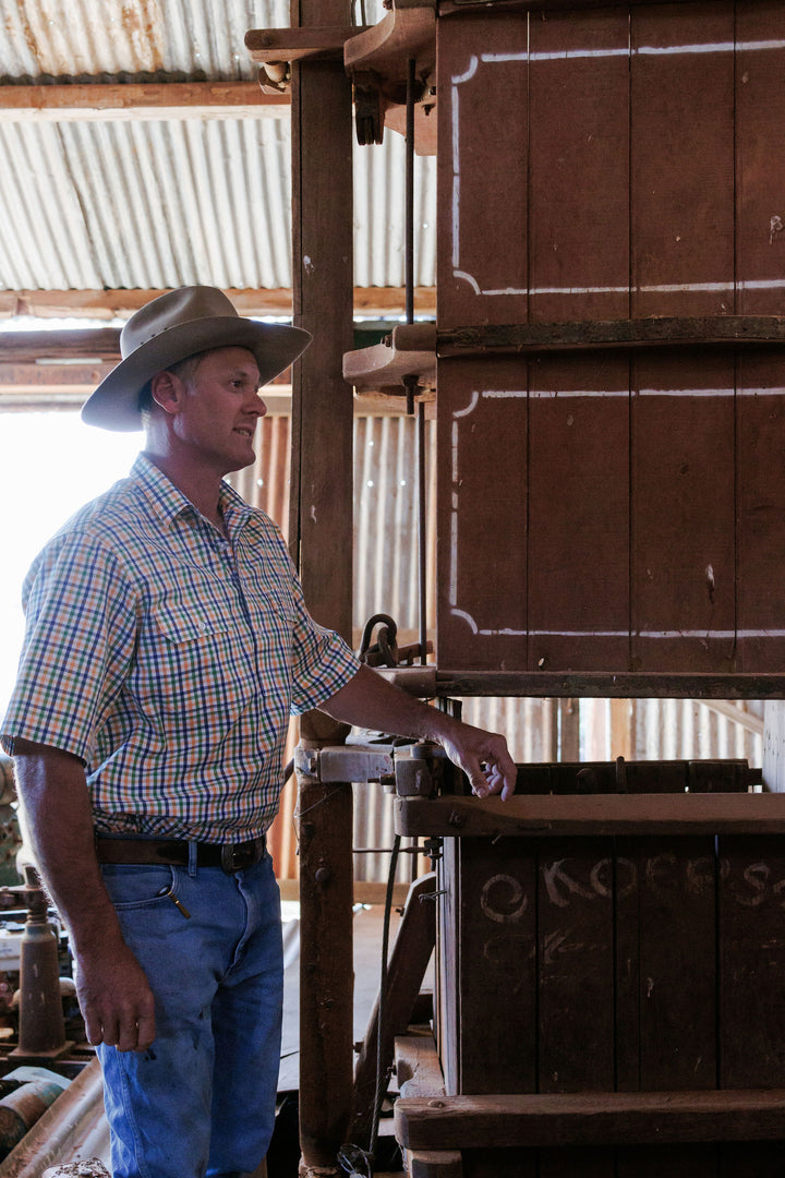 Mens Short Sleeve - Orange, Green & Blue Check
