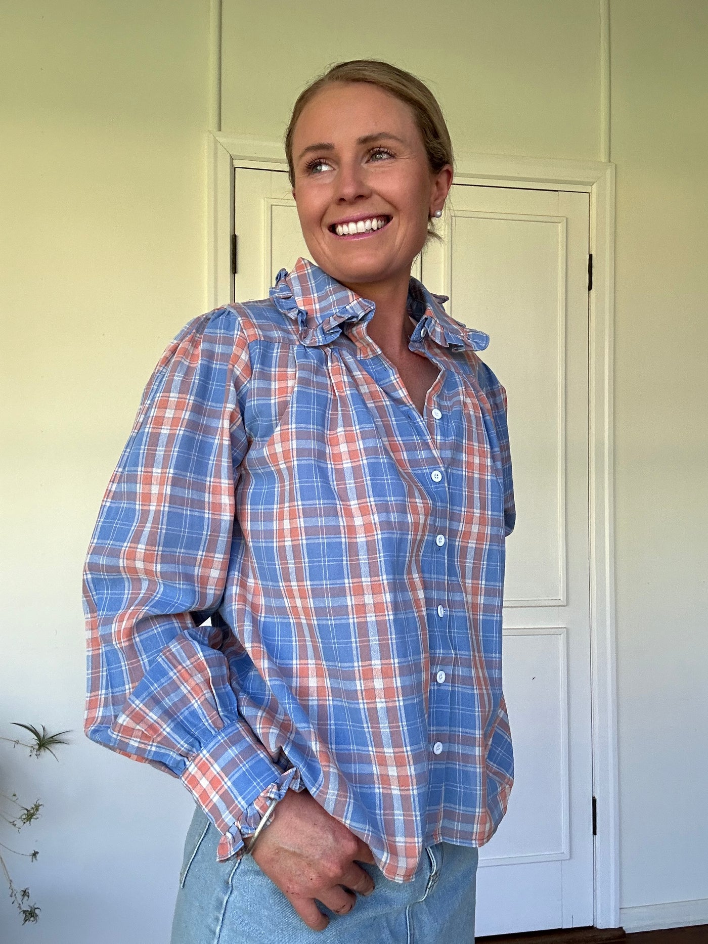 Frankie Shirt - Blue & Orange Check