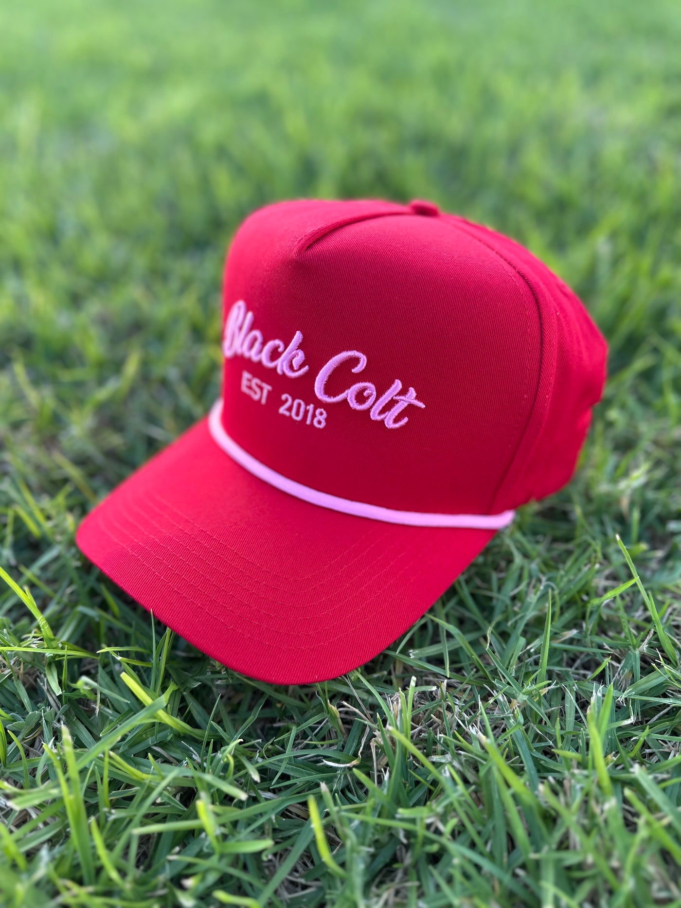 Red American style trucker cap