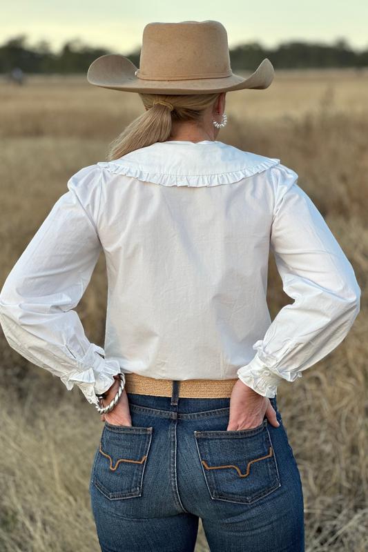 Clementine Long Sleeve Shirt - White - Size 6 ONLY