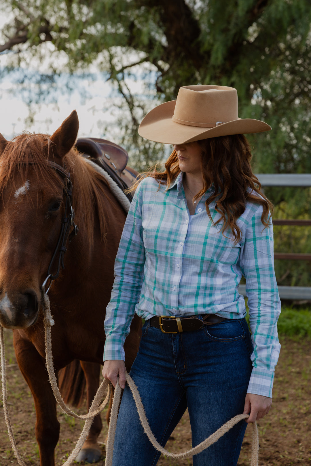 Jane Shirt - Green & Grey Check