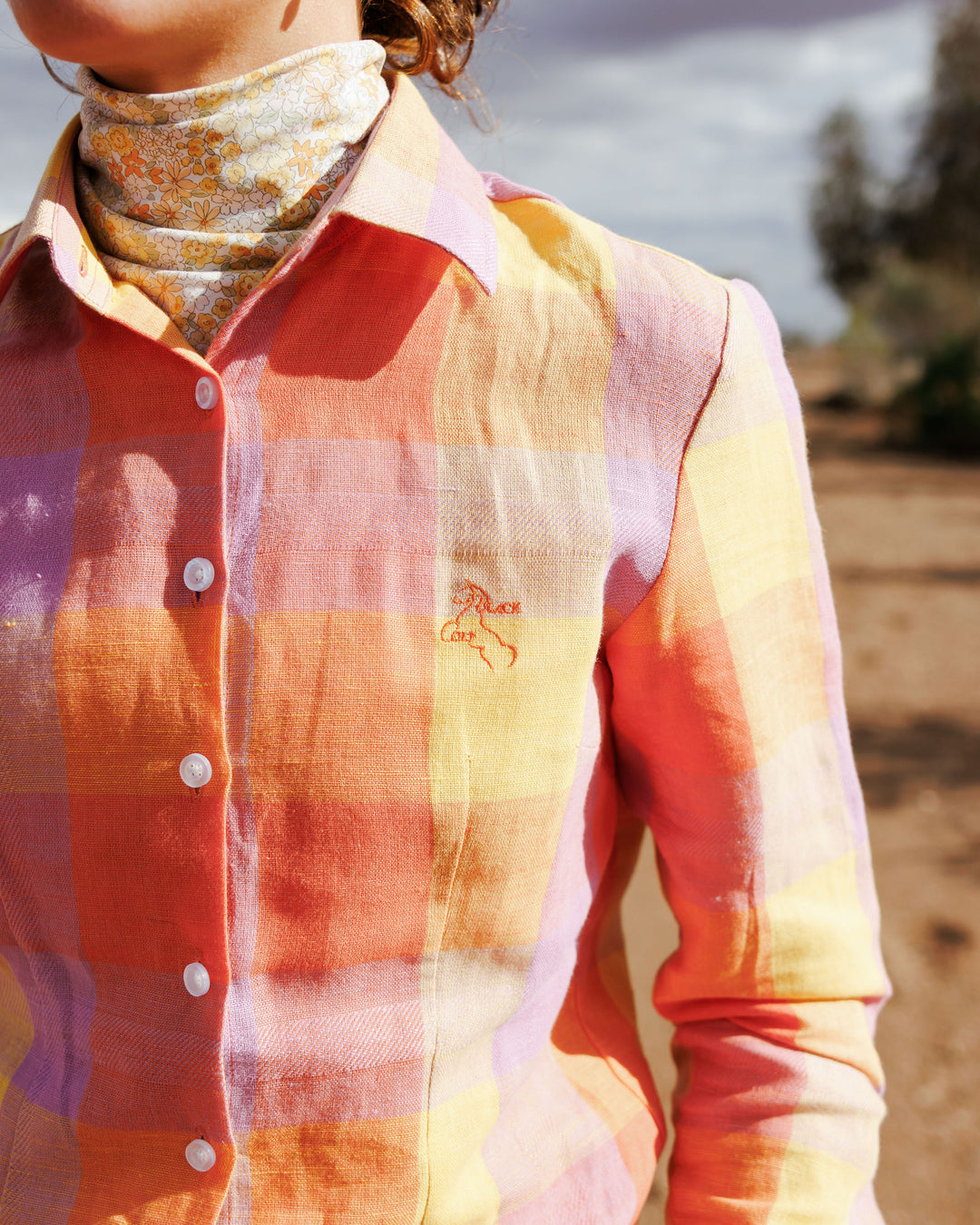Jane Shirt - Purple & Yellow check