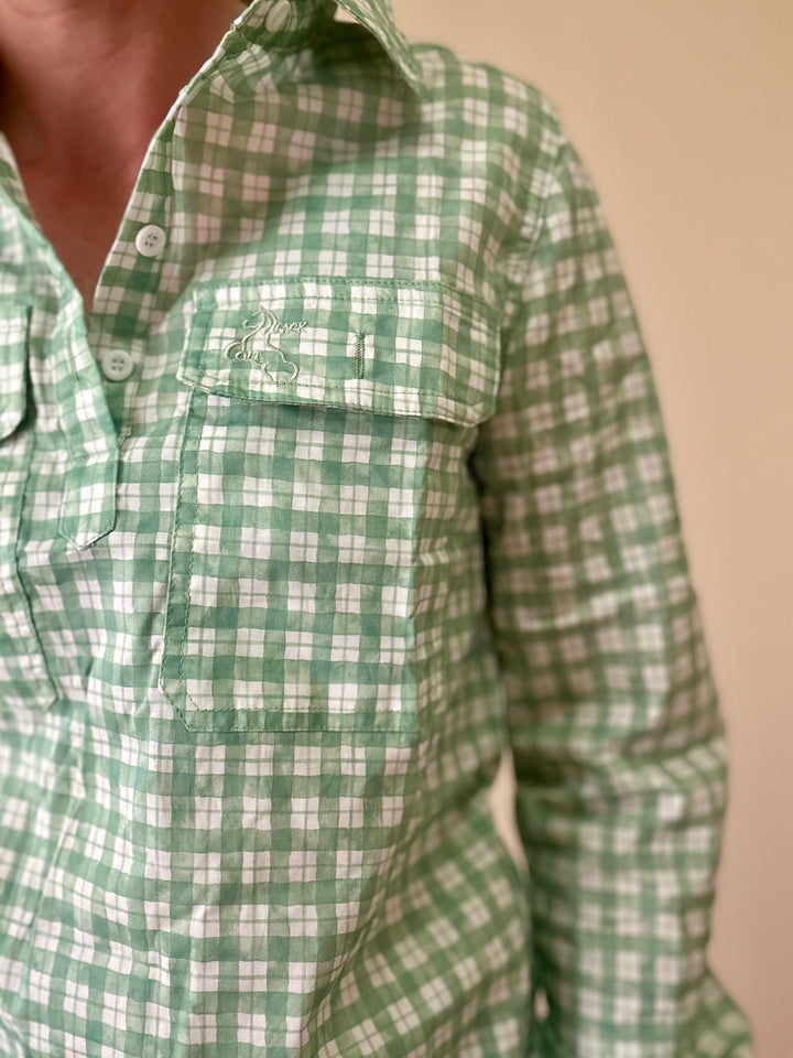 Premium Women's Work Shirt - Green Plaid