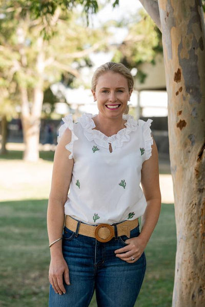 Women's Short Sleeve Sleeve Cotton Dobby Shirt - Cactus Print | Breathable & Lightweight