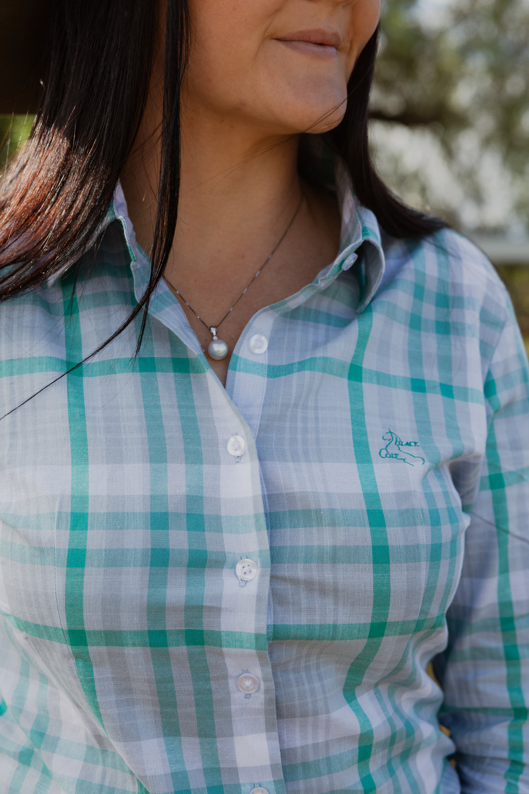 Jane Shirt - Green & Grey Check