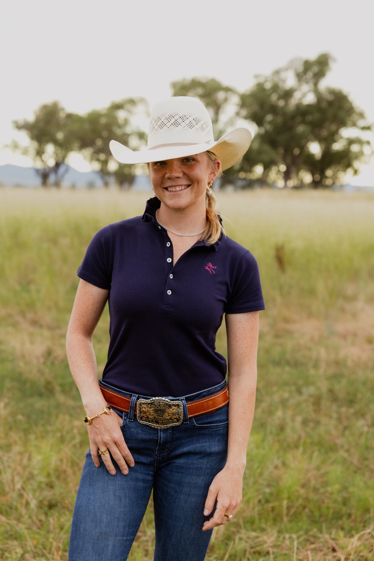 Ruffled Polo - Navy