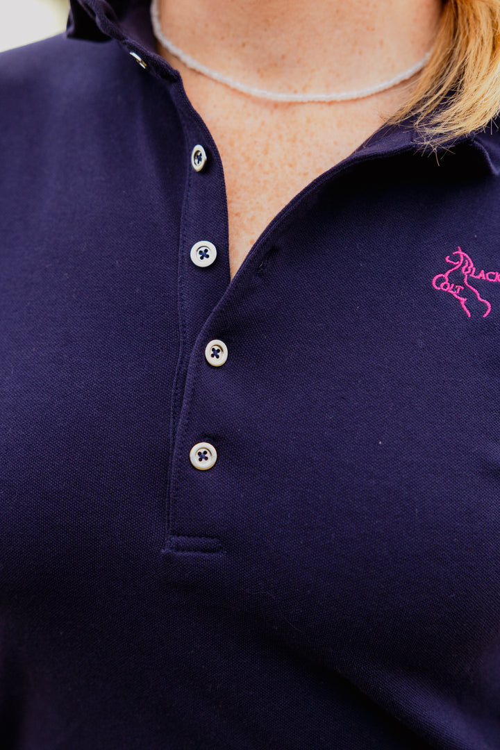 Ruffled Polo - Navy