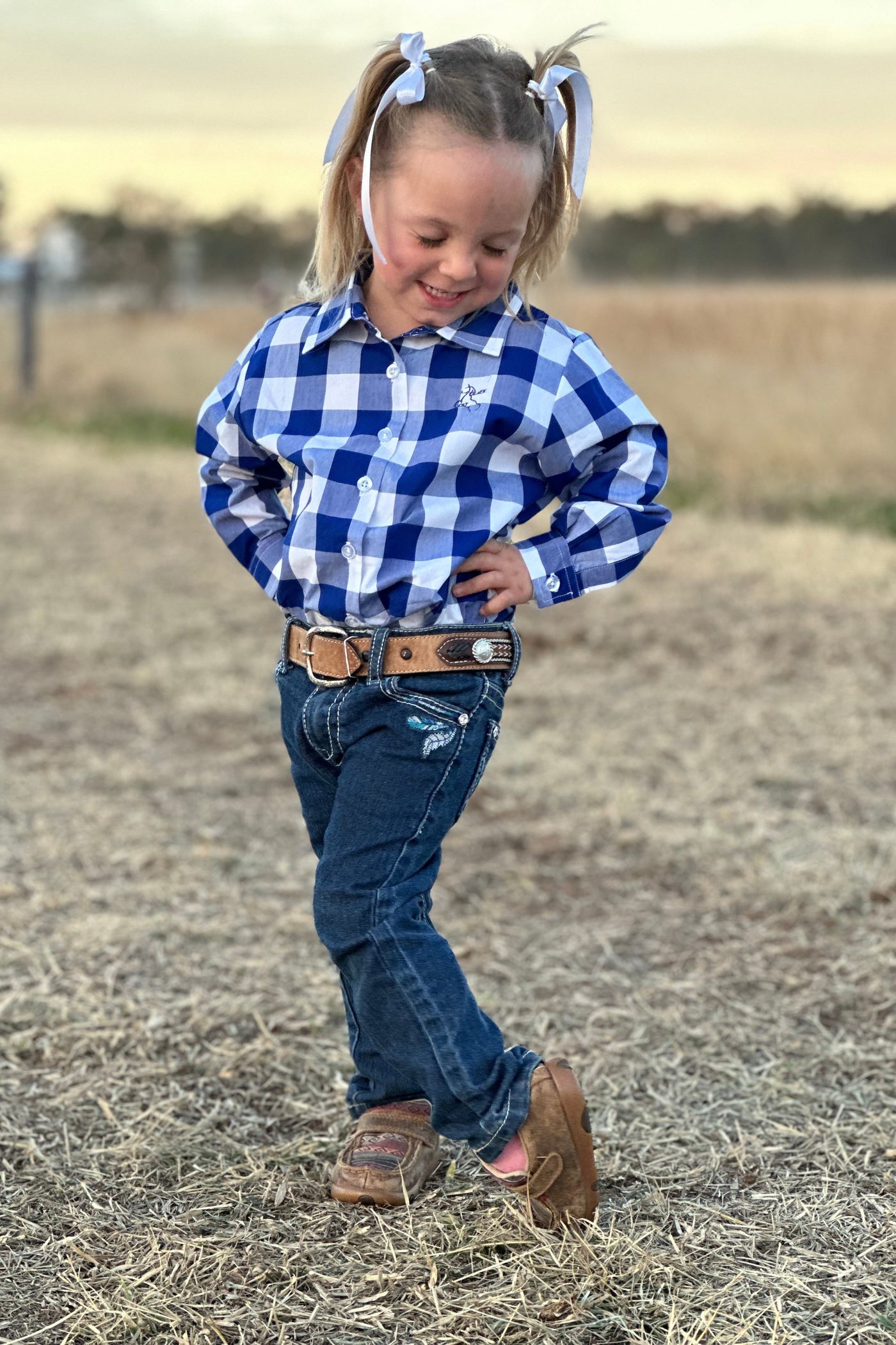 Girls Jane Shirt - Blue Check