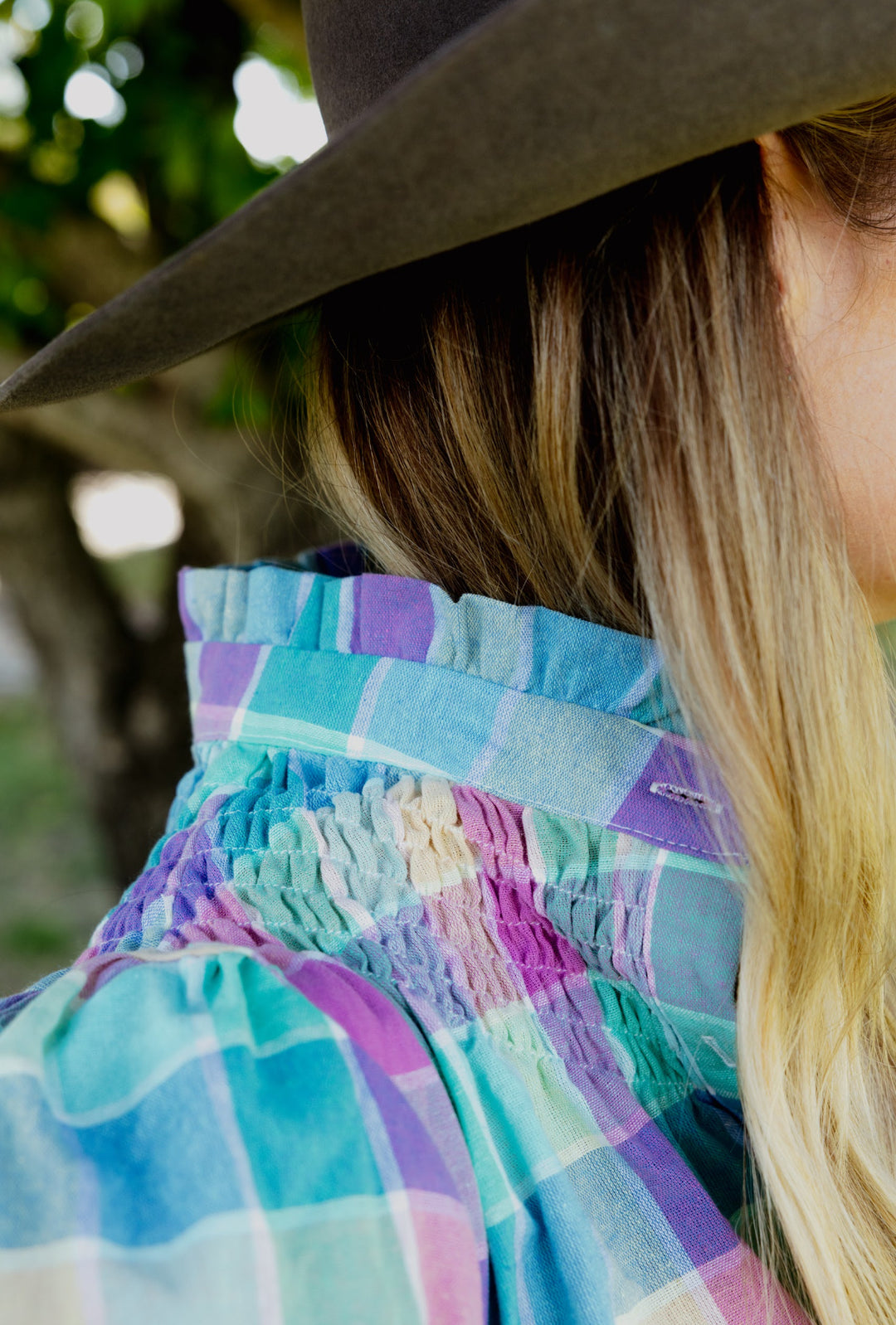 Women's Short Sleeve Shirt - Pastel Check