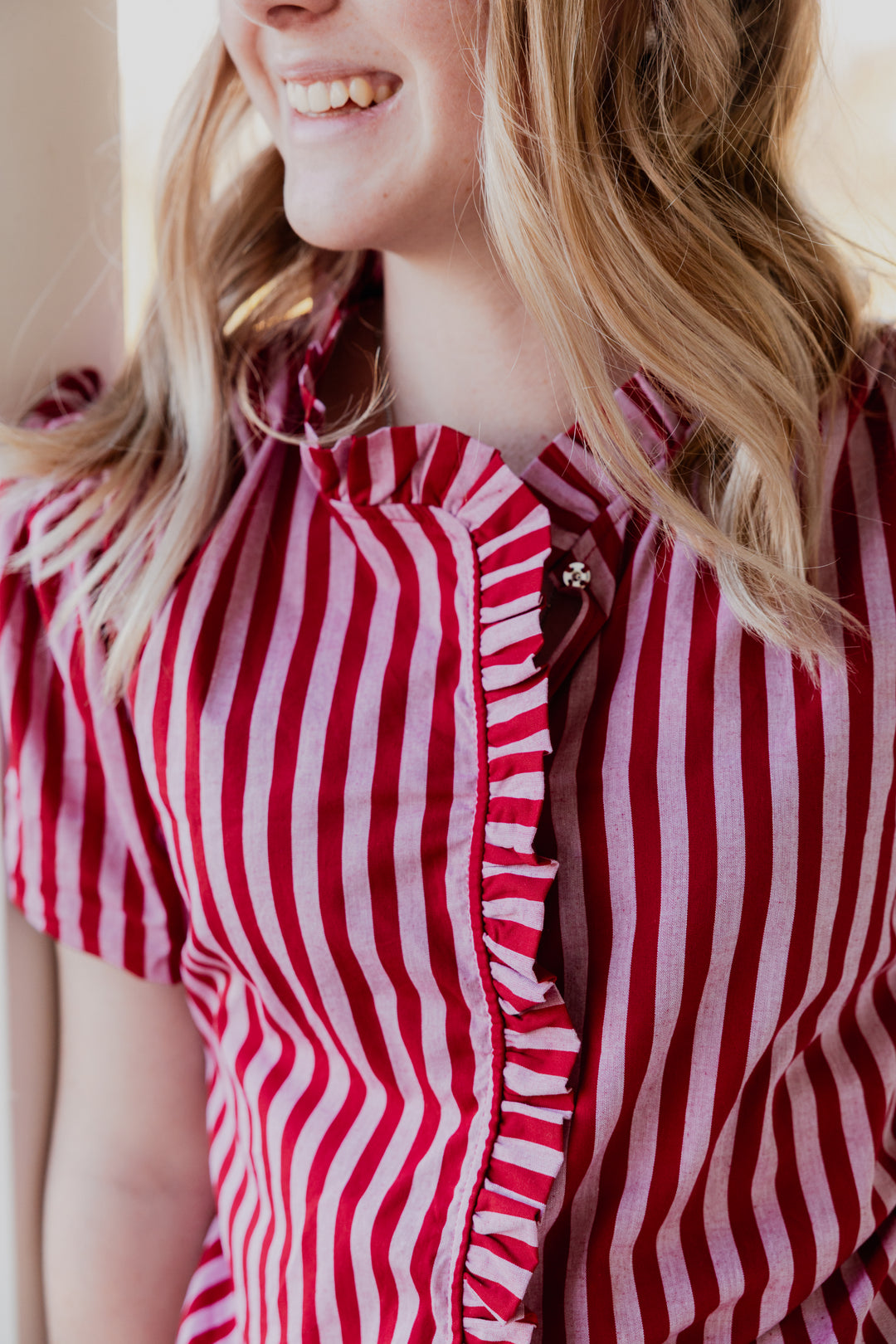 Laura Shirt - Pink & Red Stripe