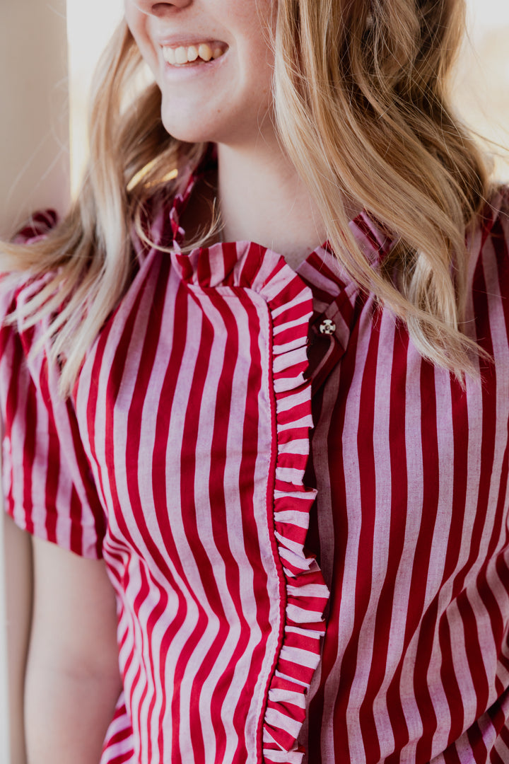 Laura Shirt - Pink & Red Stripe