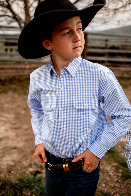Boys Apsley Long Sleeve Shirt - Blue Gingham