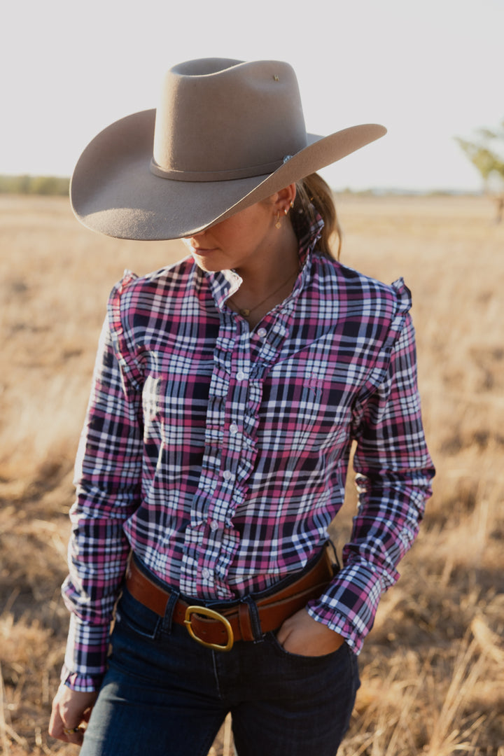 Sara Shirt - Pink & Navy Check