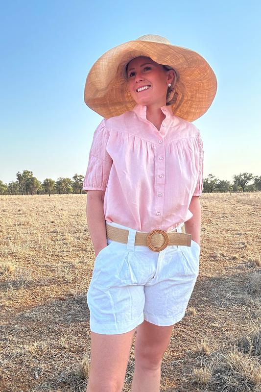 Ava Shirt - Pink Linen