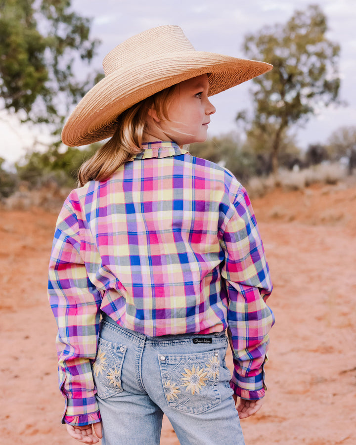 Girls Kirby Shirt - Pink & Blue Check