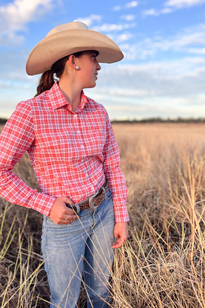 Jane Shirt - Peach Plaid