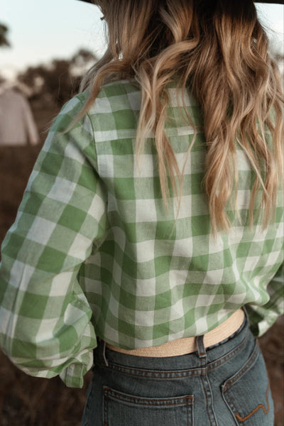 Premium Women’s Work Shirt - Green Check | Stylish & Durable