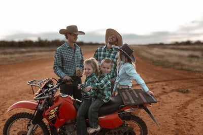 Boys - Half Button - Green, Blue & Orange Plaid