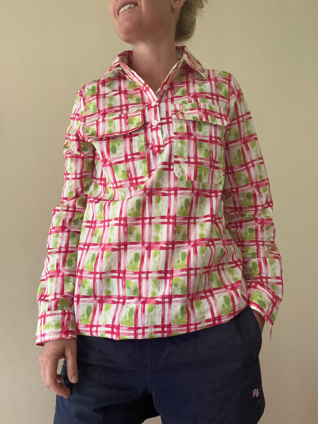 Premium Work Shirt - Pink & Green Plaid