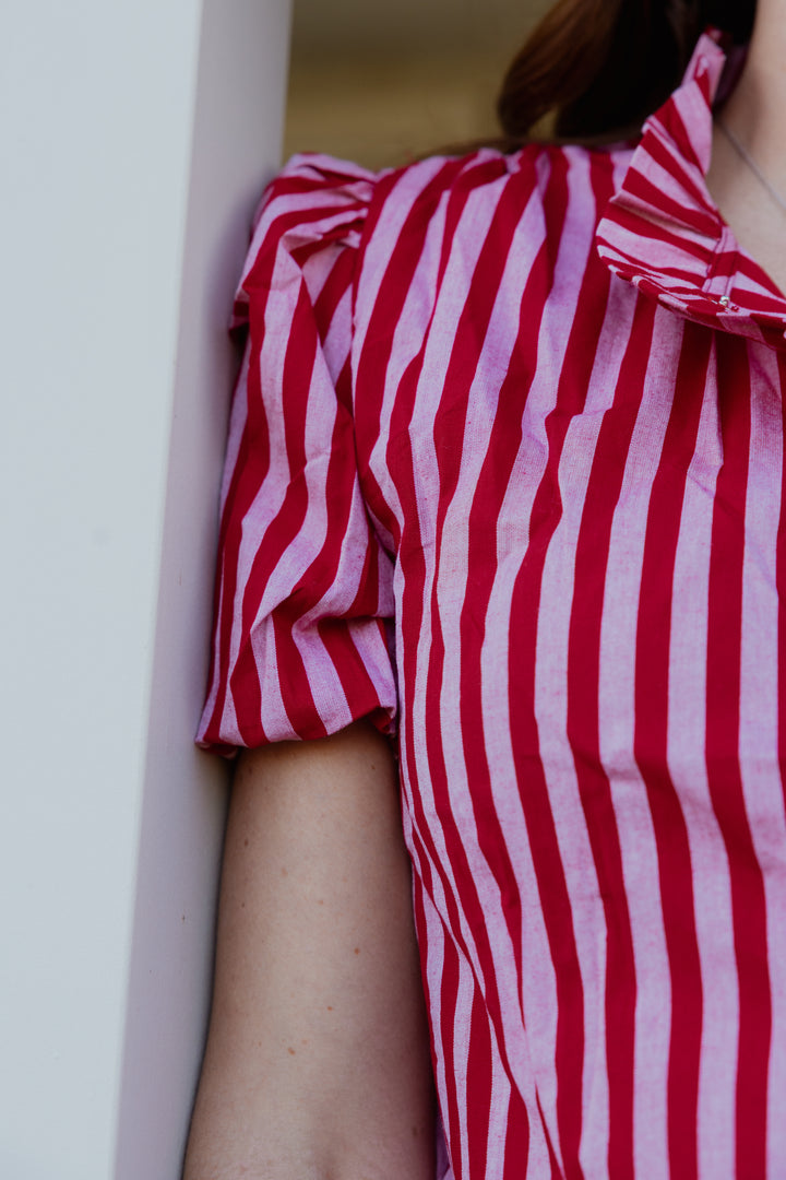 Laura Shirt - Pink & Red Stripe  - PRE ORDER NOW AVAILABLE