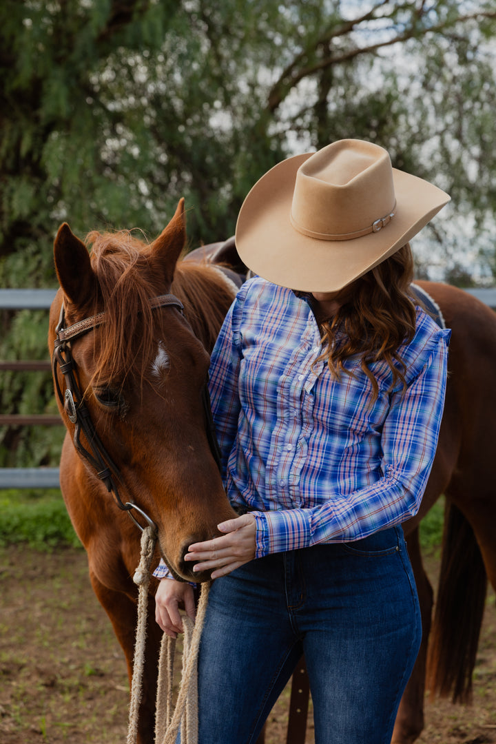 Sara Shirt - Blue, Pink & Orange Check