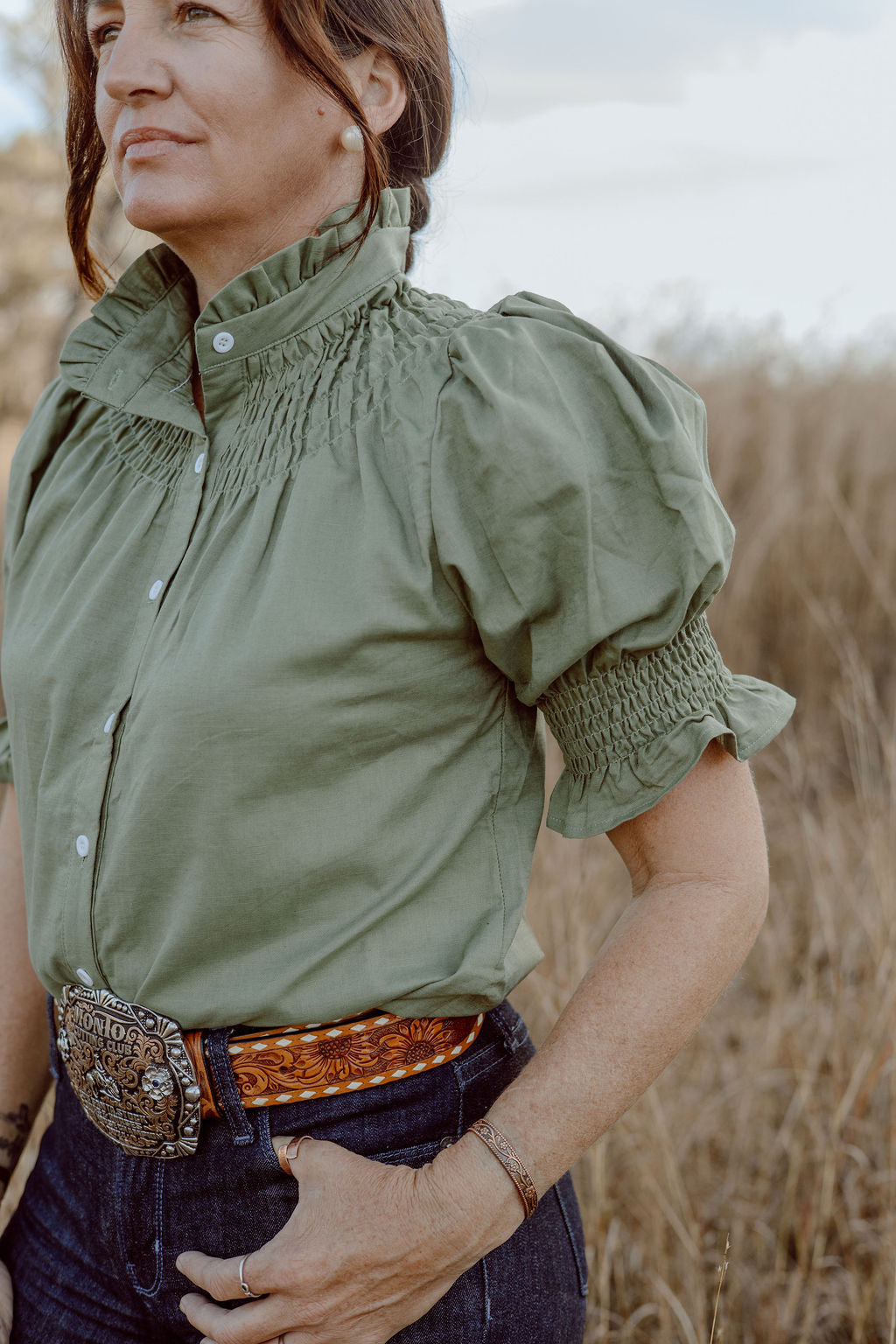 Women's Short Sleeve Shirt - Khaki Green
