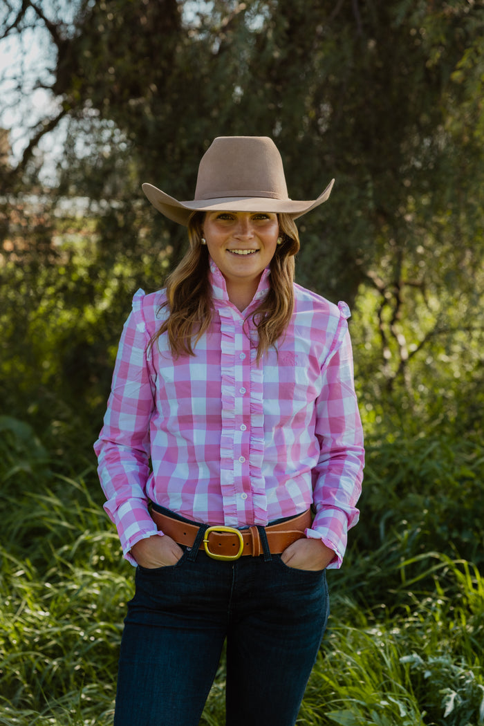 Sara Shirt, Pink Check