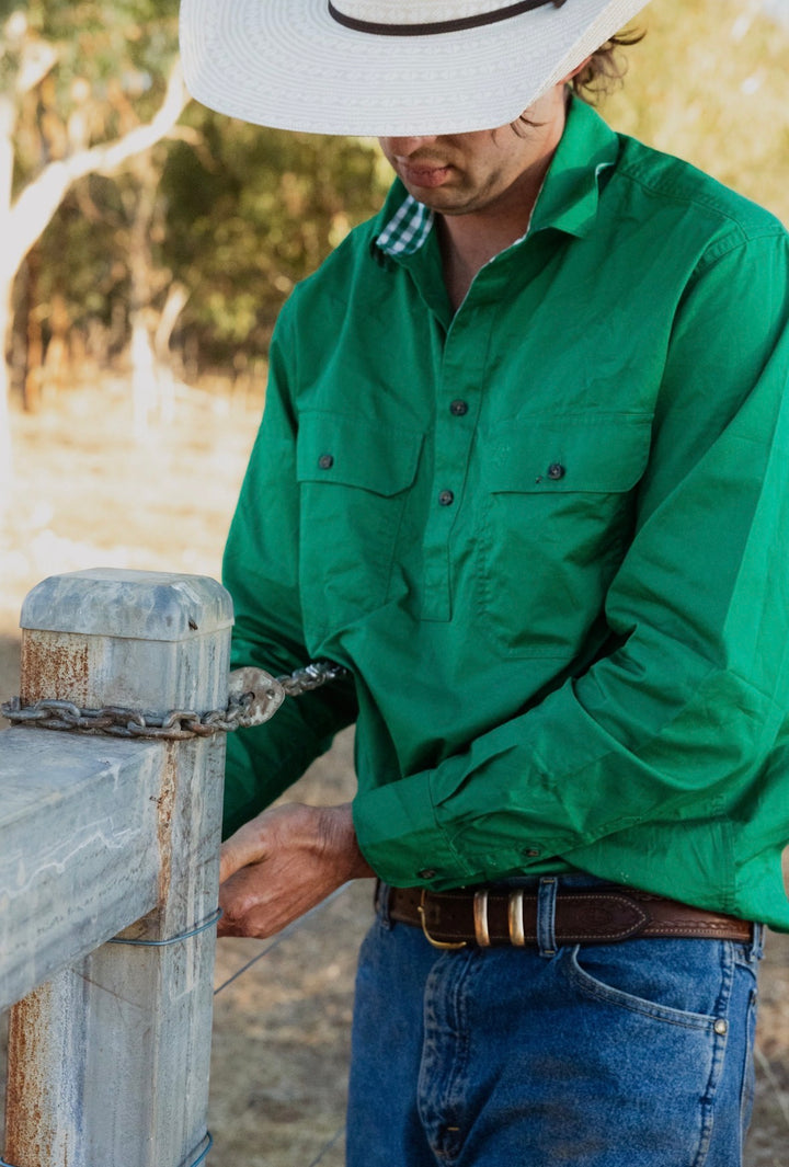 Mens Long Sleeve Workshirt - Green