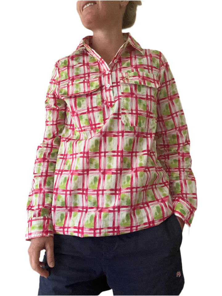 Premium Work Shirt - Pink & Green Plaid