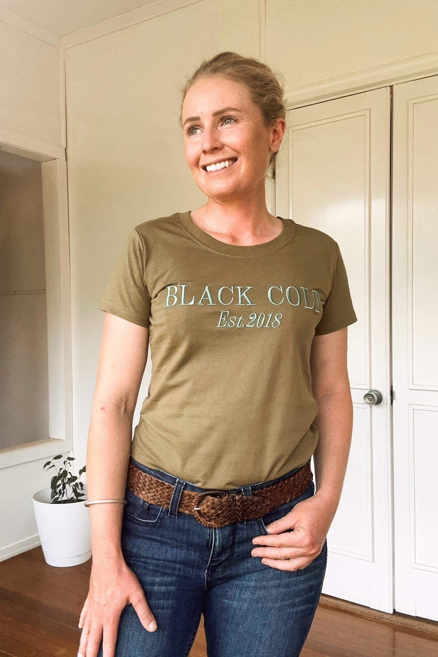 Ladies Embroidered T-Shirt - Olive
