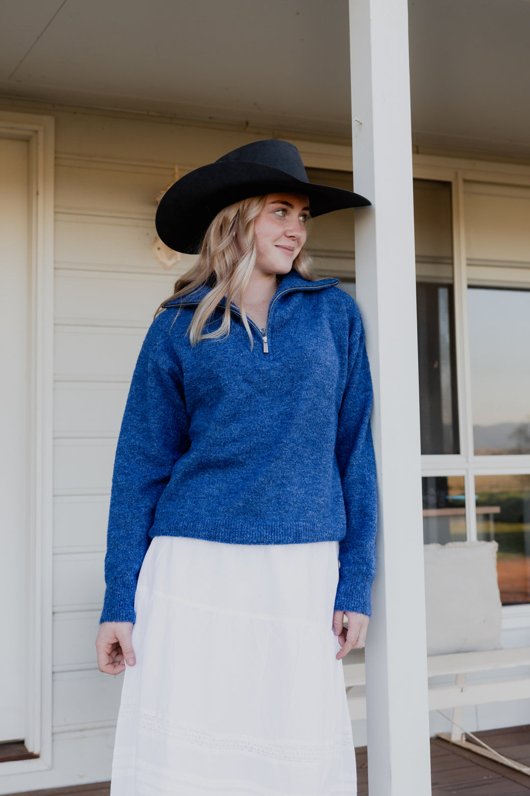 Ladies Navy Knit Jumper