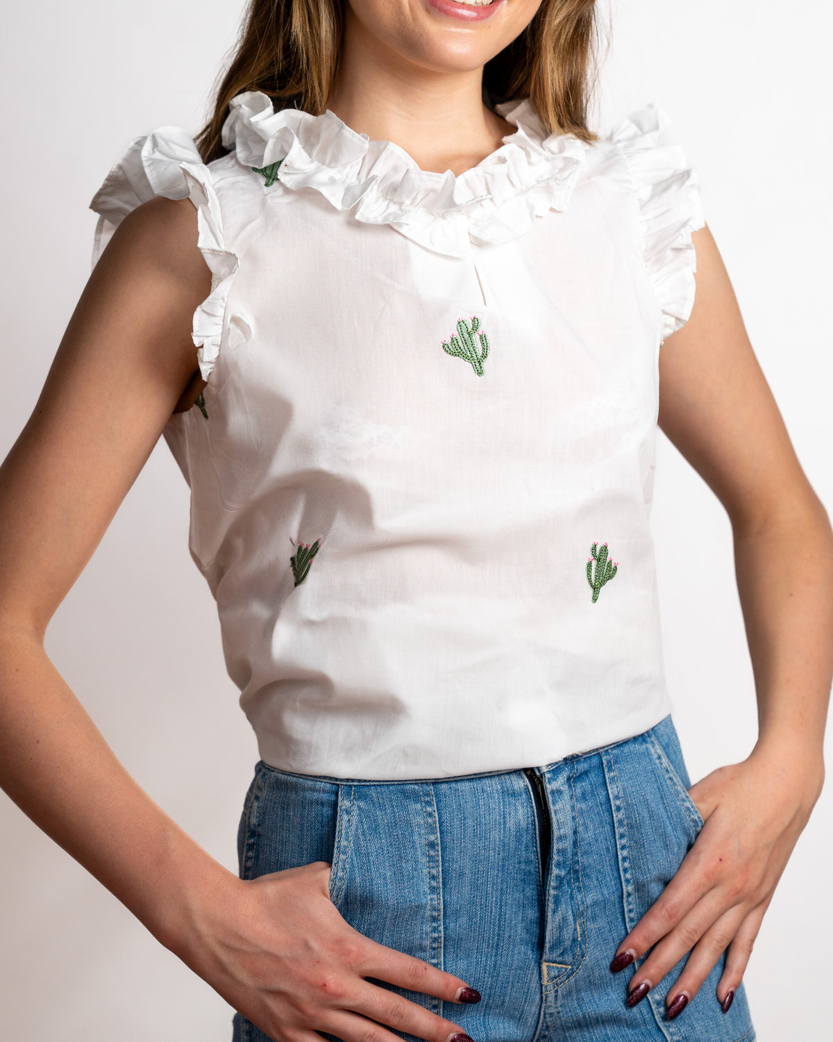 Dobby Top - Cactus Print