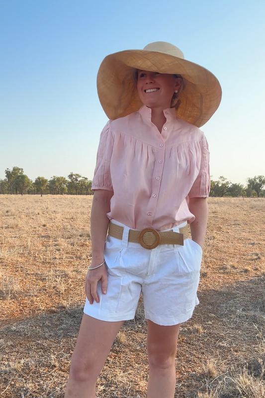 Ava Shirt - Pink Linen