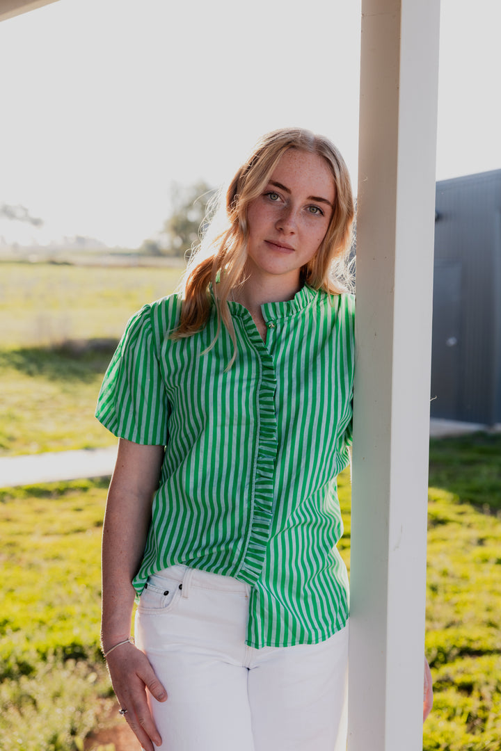 Laura Shirt - Green Stripe