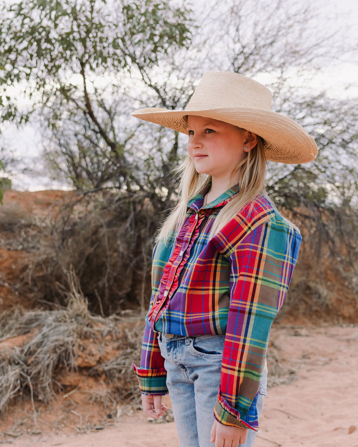 Girls Kirby Shirt - Rainbow Check