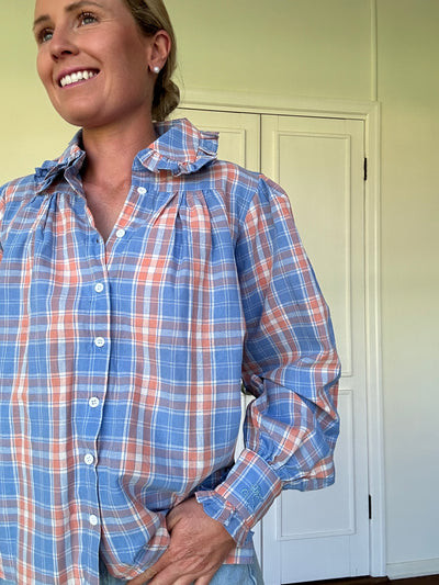 Frankie Shirt - Blue & Orange Check