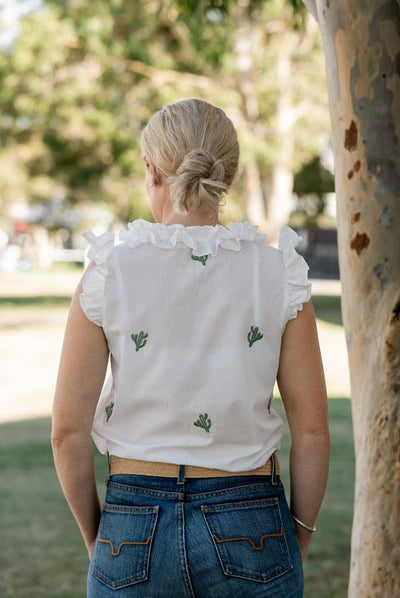 Women's Short Sleeve Sleeve Cotton Dobby Shirt - Cactus Print | Breathable & Lightweight