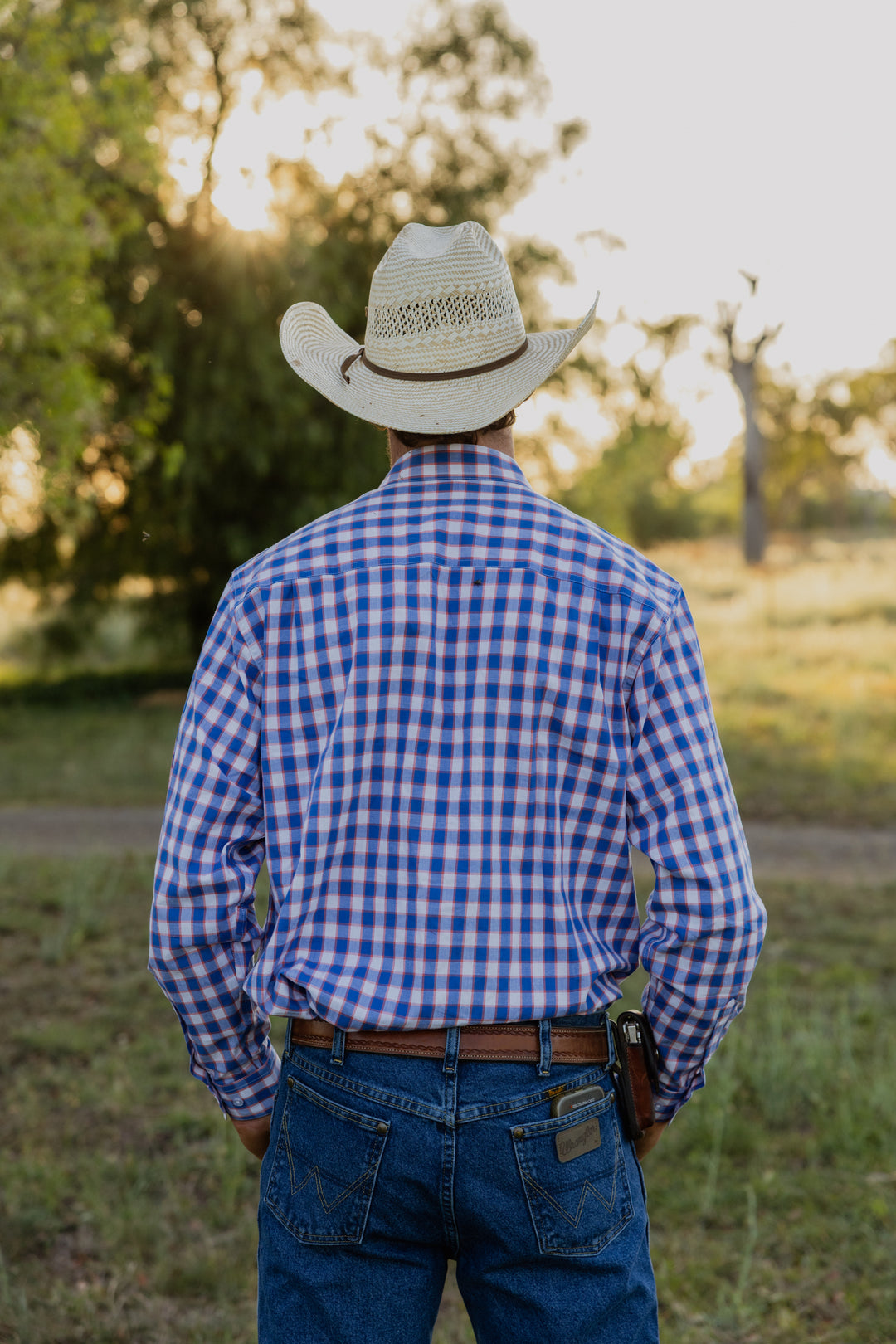 Mens Long Sleeve - Blue & Orange Check