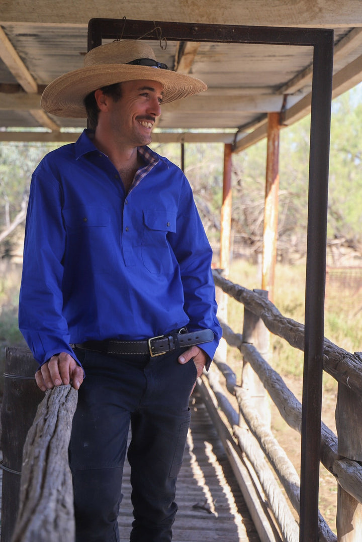 Mens Long Sleeve Workshirt - Royal Blue