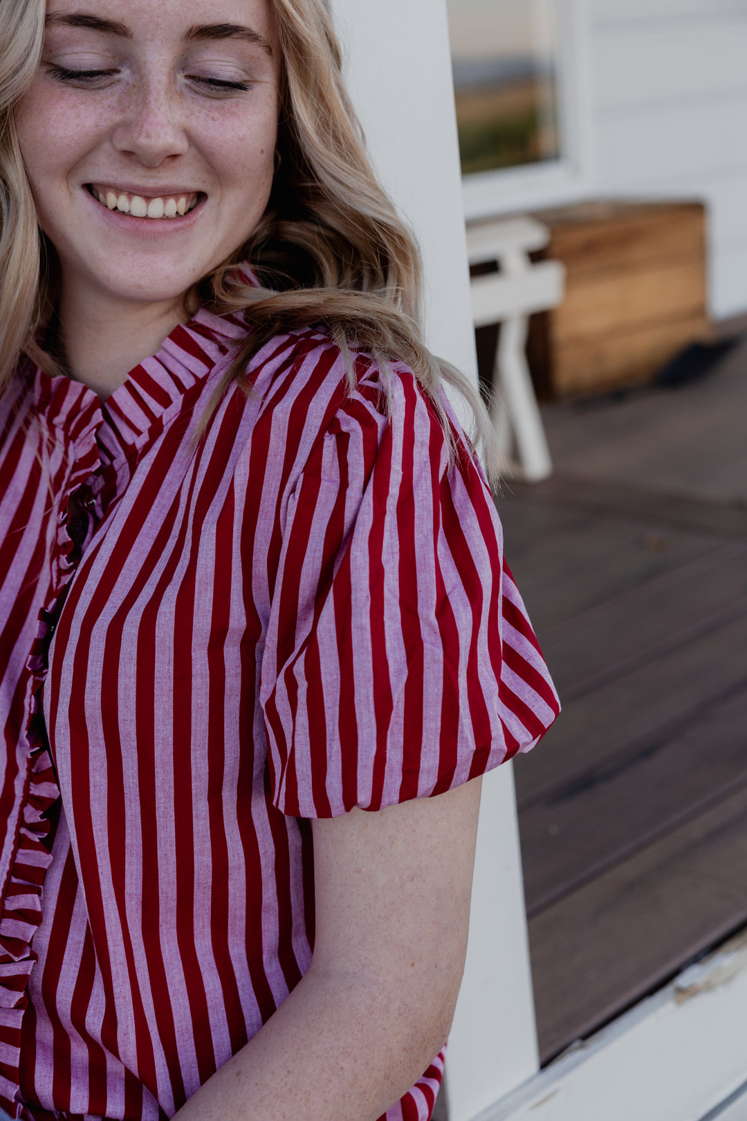 Laura Shirt - Pink & Red Stripe