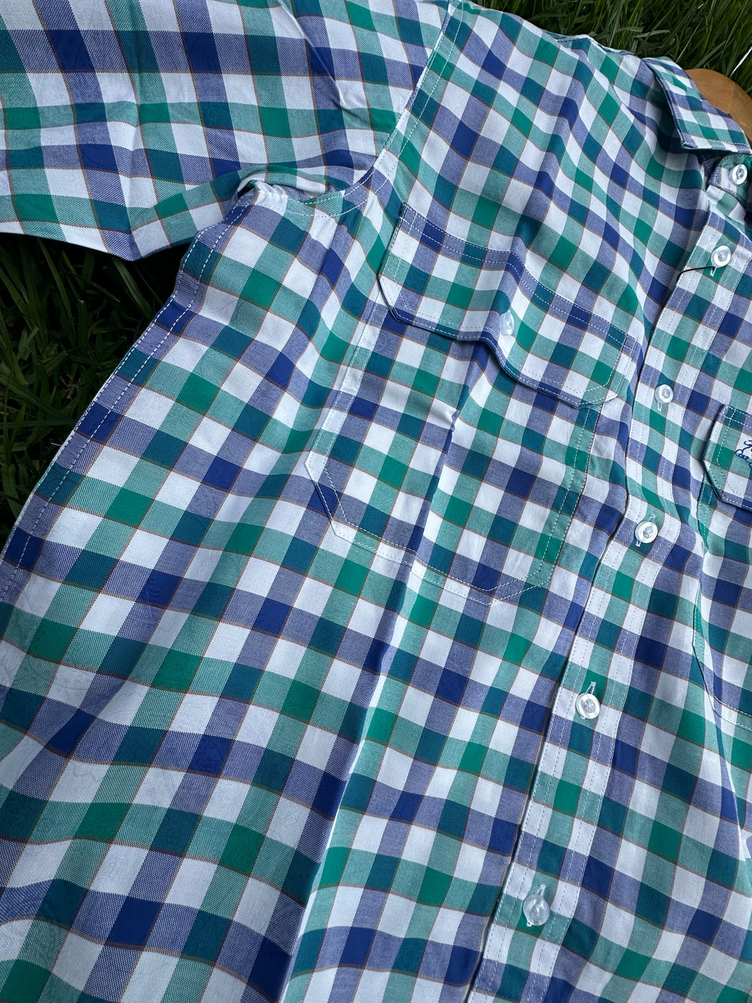 Mens Long Sleeve | FULL button | Blue Check