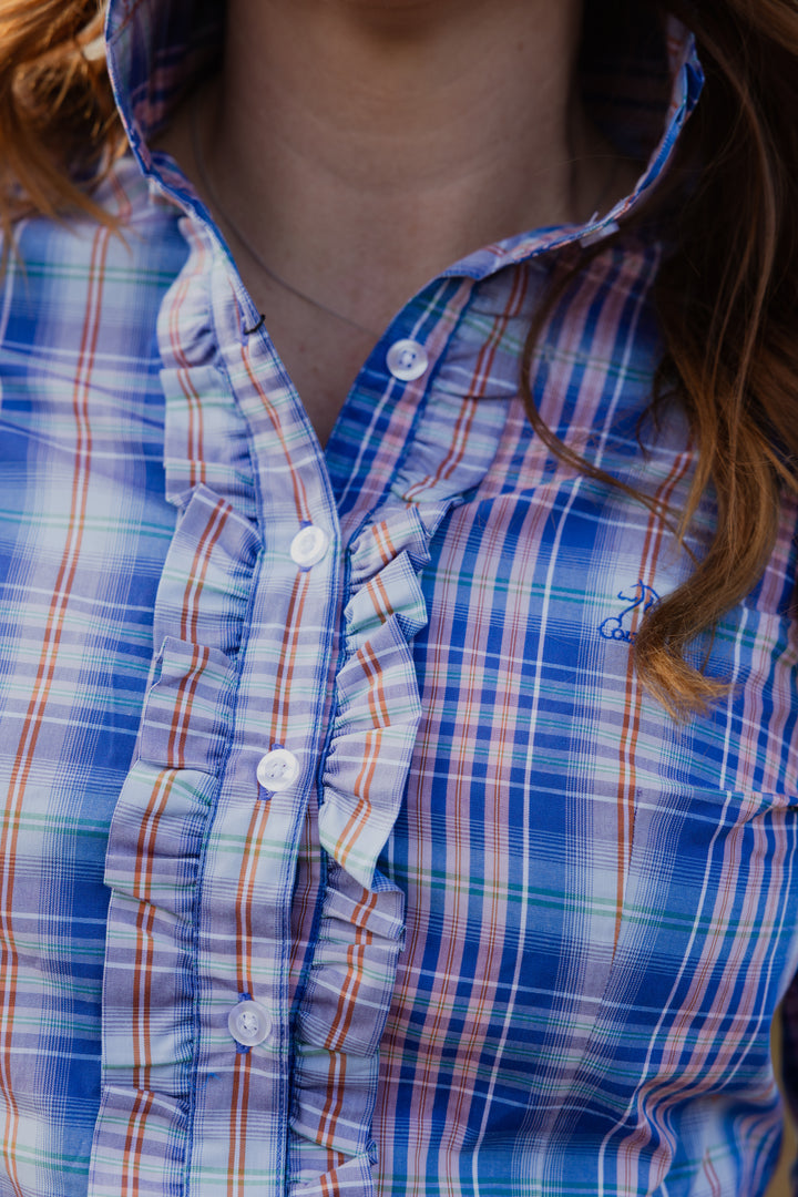 Sara Shirt - Blue, Pink & Orange Check