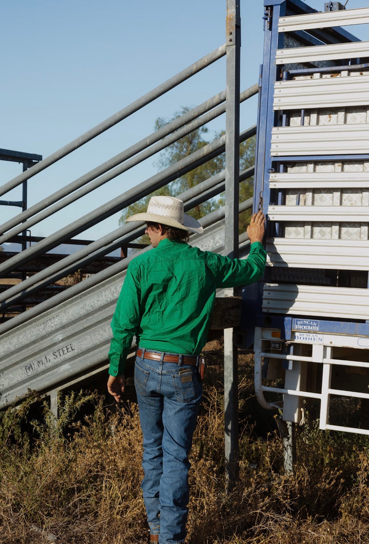 Mens Long Sleeve Workshirt - Green