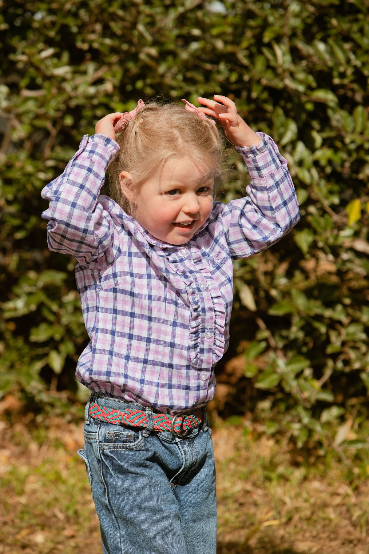 Girls' Kirby Shirt - Pink & Purple Check
